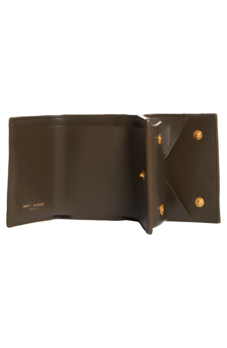 Saint Laurent Tiny Matelasse Origami Trifold Leather Wallet, Alternate, color, Light Musk