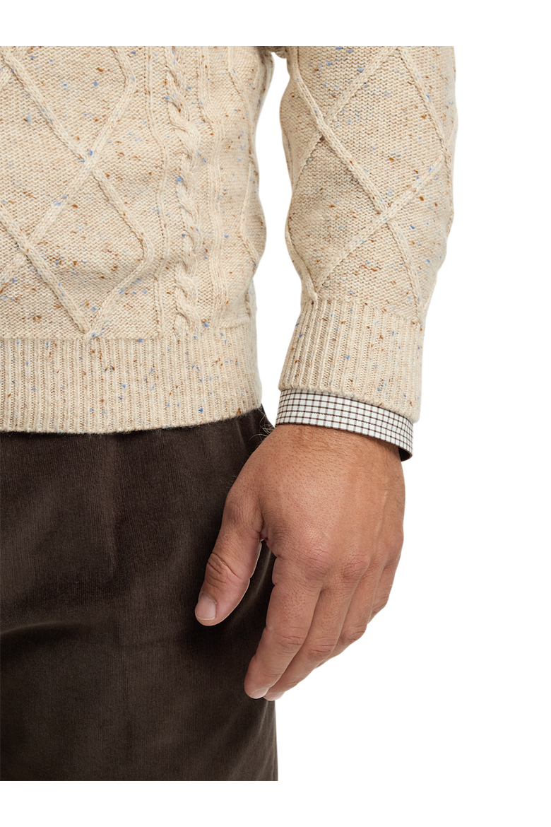Donegal Full Zip Mock Neck Sweater, Alternate, color, Ivory