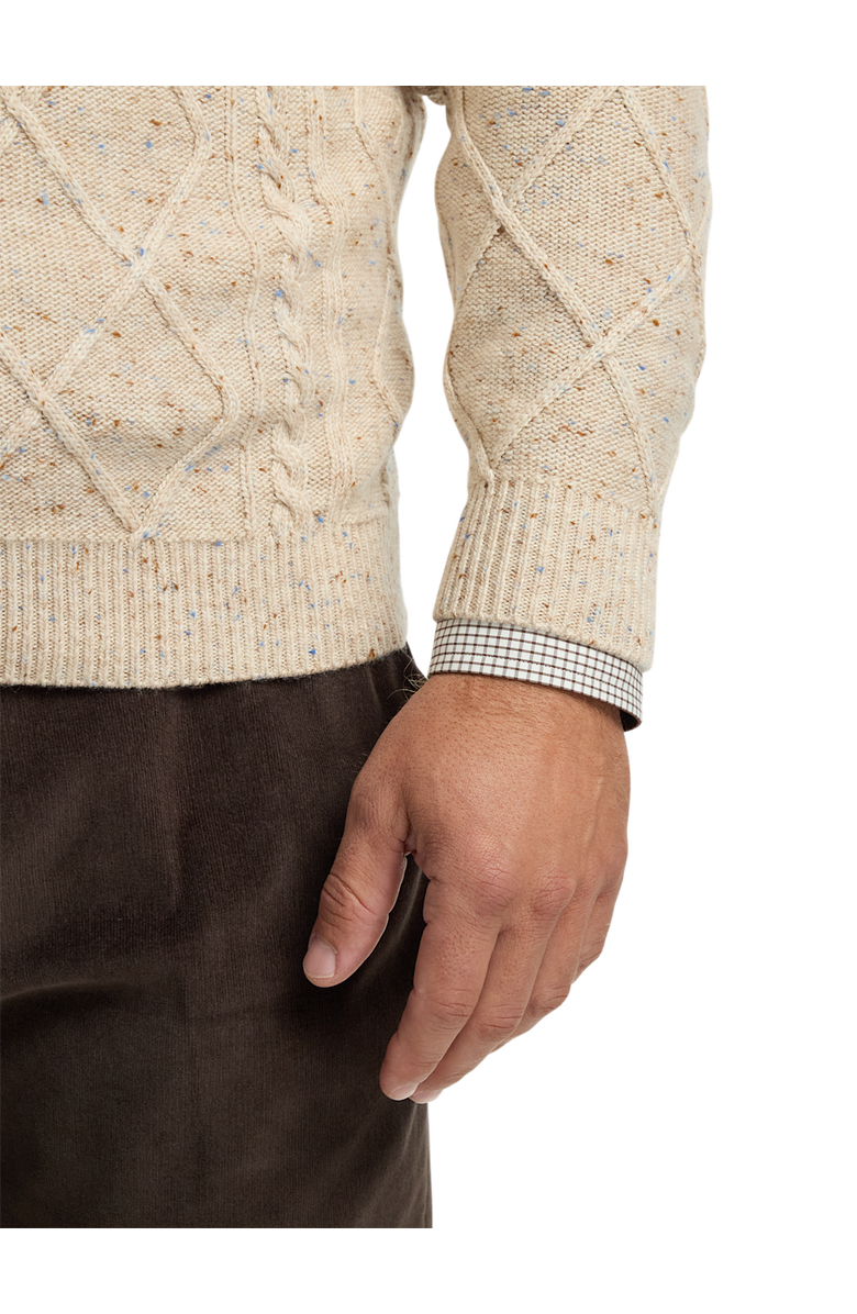 Paul Fredrick Donegal Full Zip Mock Neck Sweater, Alternate, color, Ivory