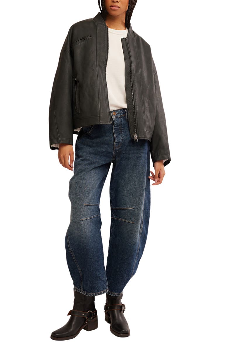 Free People Vinny Faux Leather Bomber Jacket, Alternate, color,
