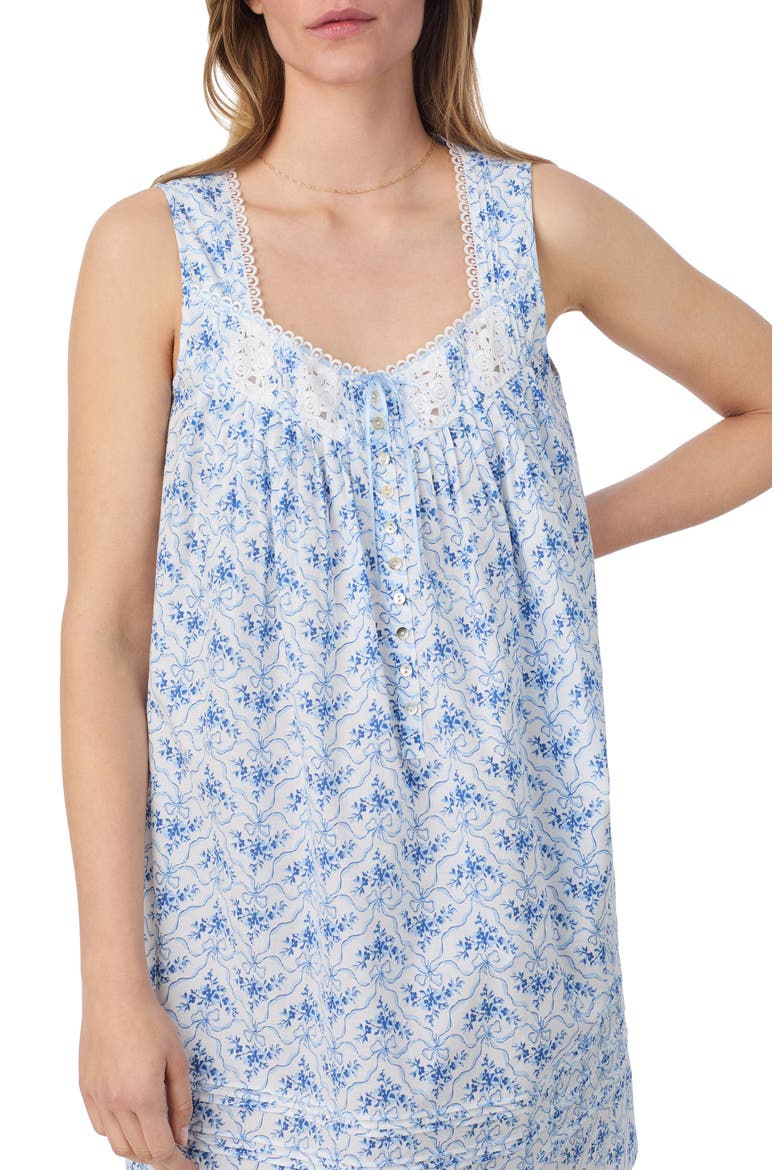 Short Cotton Chemise, Alternate, color, RIBBON PRINT