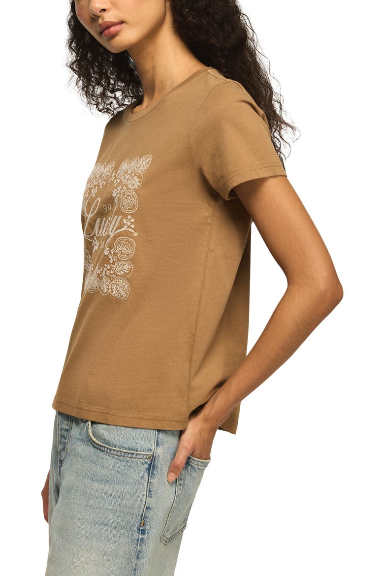 Floral Frame Graphic T-Shirt, Alternate, color, BROWN