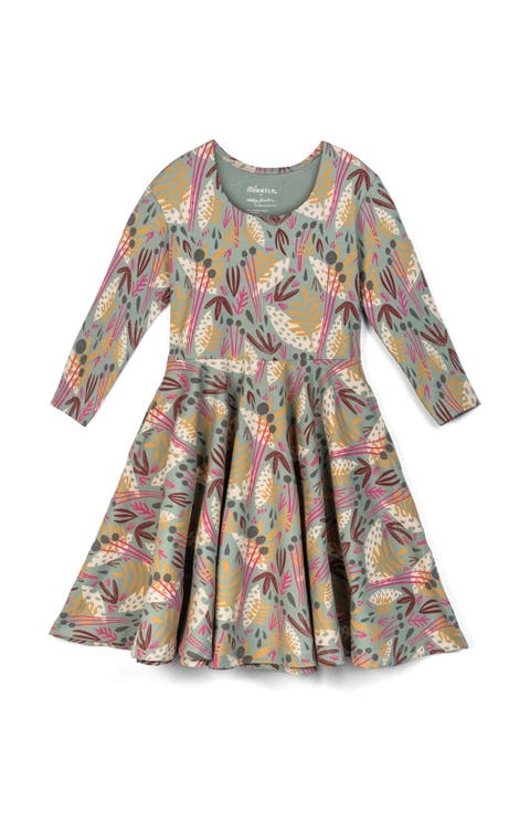 Organic Cotton 3/4 Sleeve Print Twirl Dress