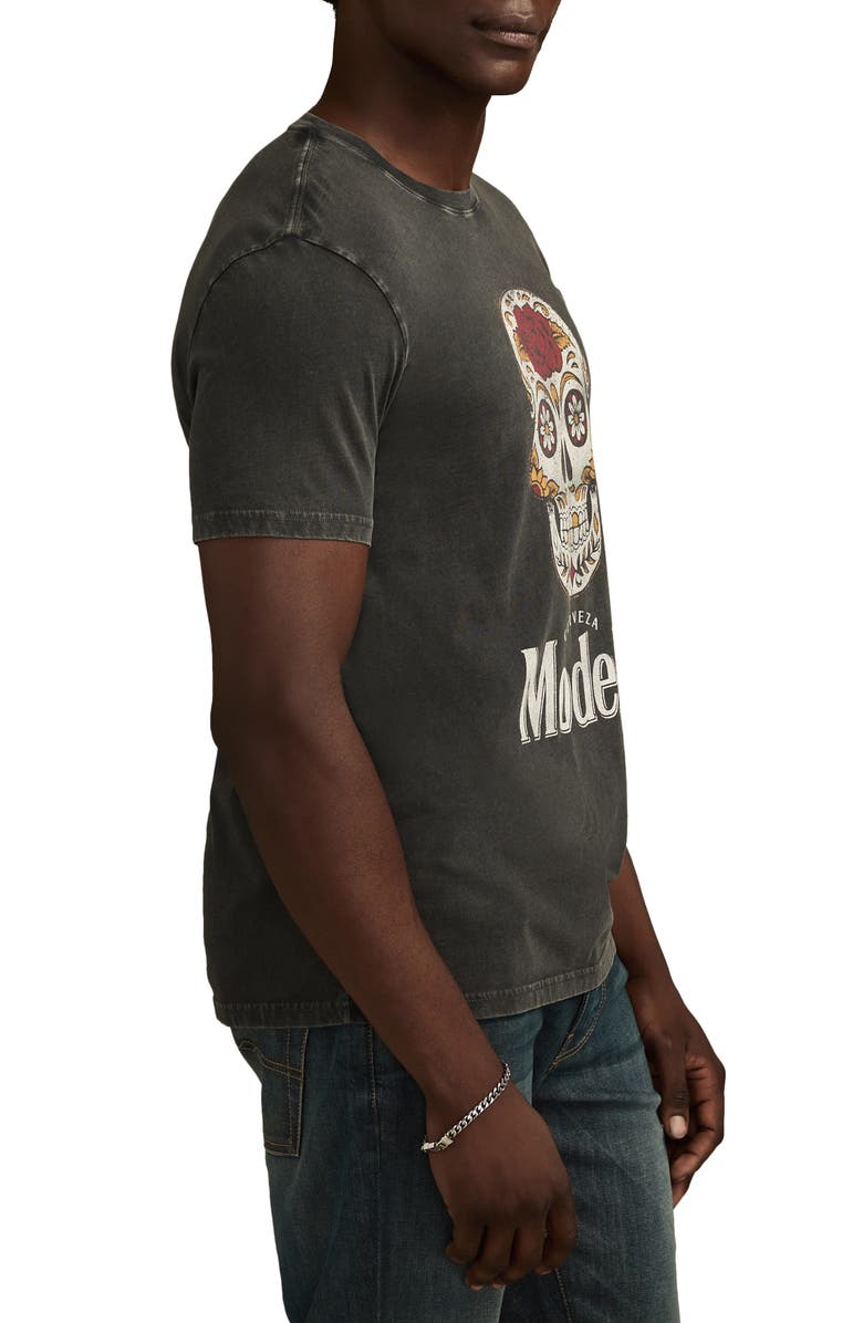 Lucky Brand Model Sugar Skull Graphic T-Shirt, Alternate, color, Jet Black