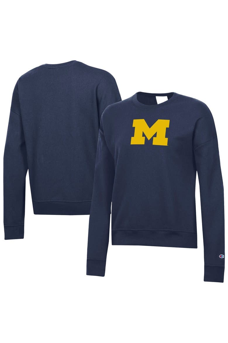Women's Champion Navy Michigan Wolverines Powerblend Sweatshirt, Main, color, Navy