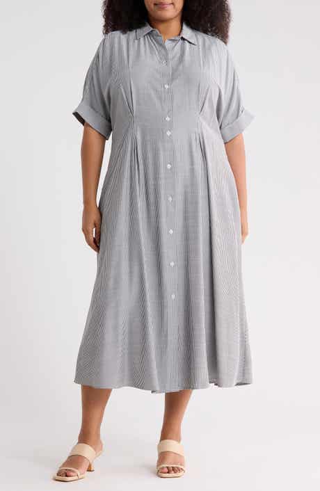 MAX STUDIO Elbow Sleeve Maxi Shirtdress