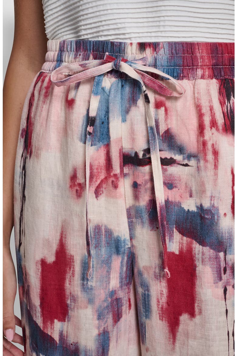 Print Pull-On Linen Pants, Alternate, color, URBAN BLOOM