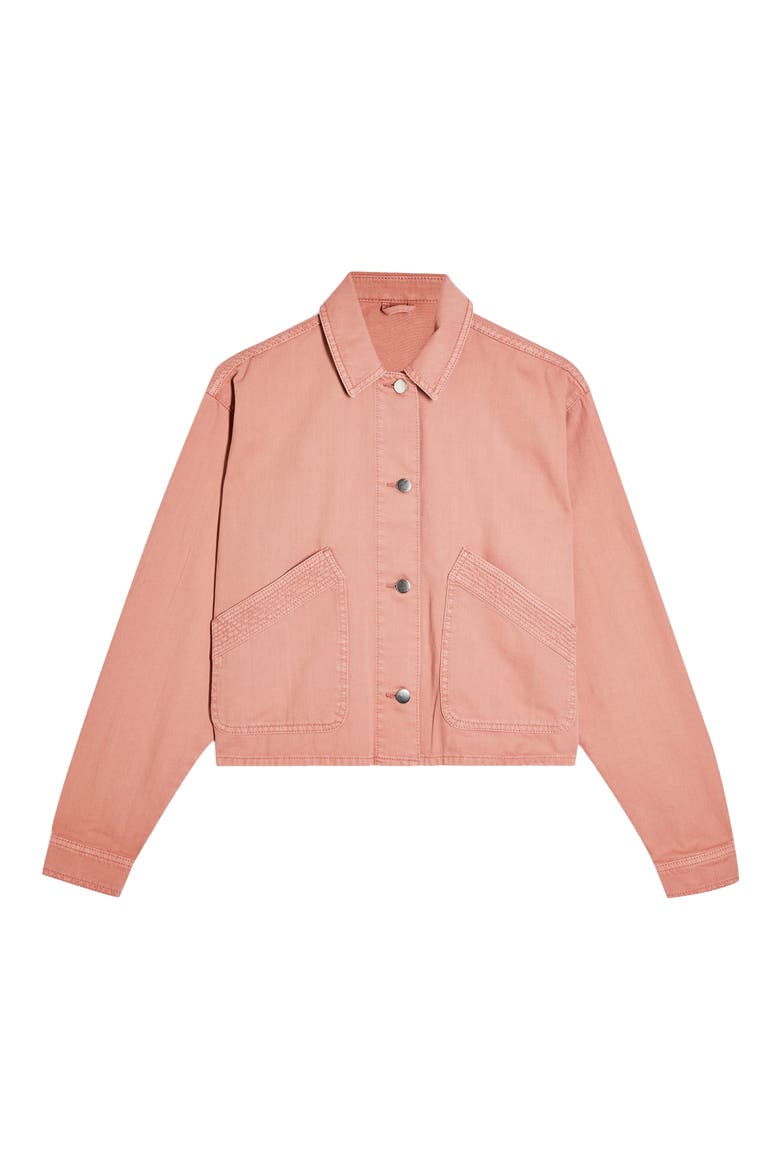 Boxy Crop Shirt Jacket, Alternate, color, PINK