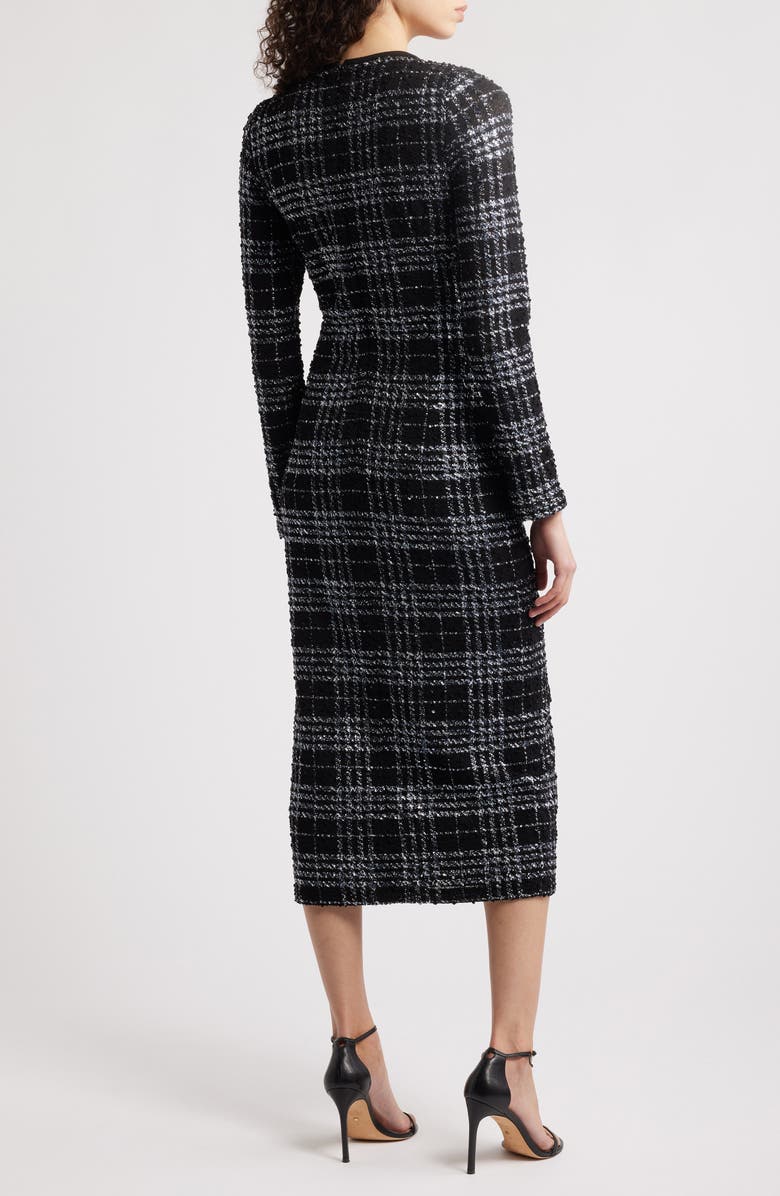 Black Halo Mae Long Sleeve Tweed Midi Dress, Alternate, color, Carbon Class