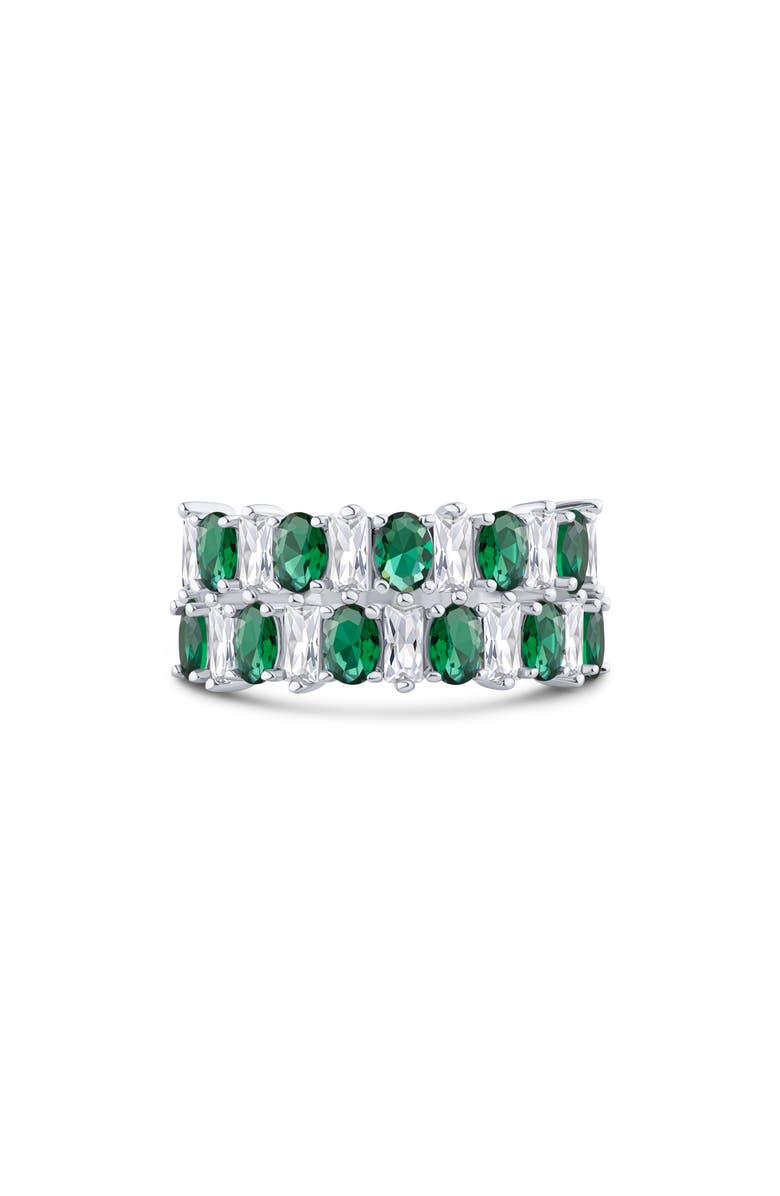 CZ by Kenneth Jay Lane Emerald & Oval Cubic Zirconia Ring, Main, color, Green/ Silver