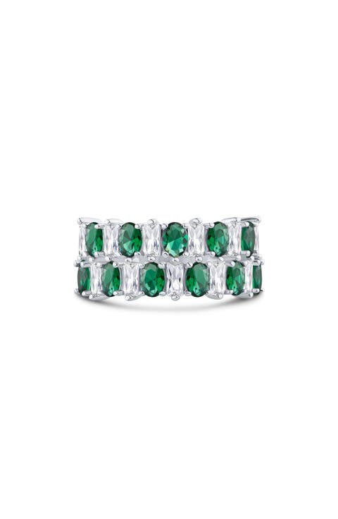Emerald & Oval Cubic Zirconia Ring