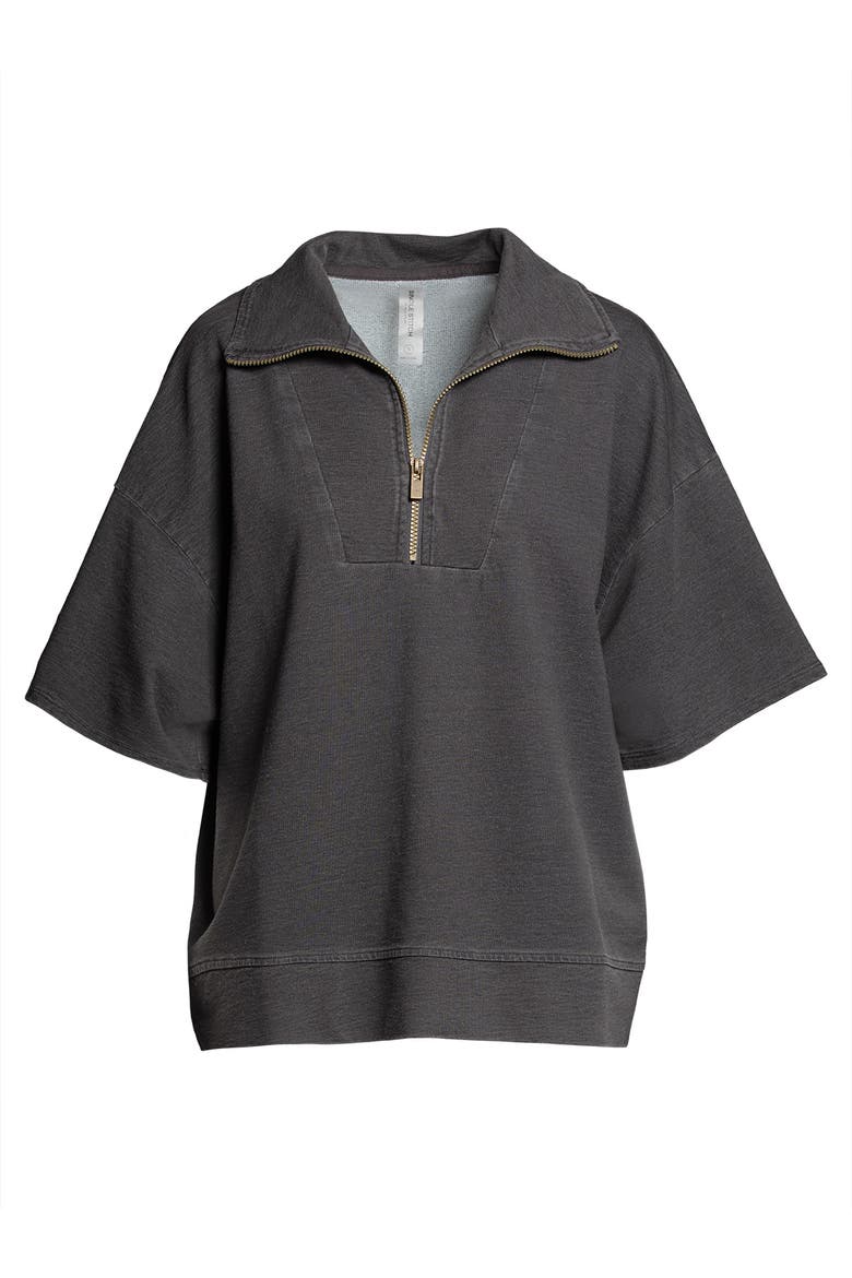 Oversized Half Zip Sweatshirt, Alternate, color, Faded Black