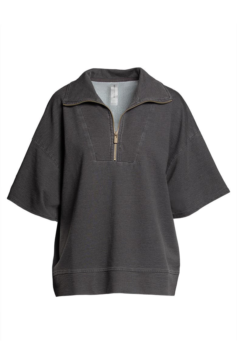 Single Stitch Oversized Half Zip Sweatshirt, Alternate, color, Faded Black