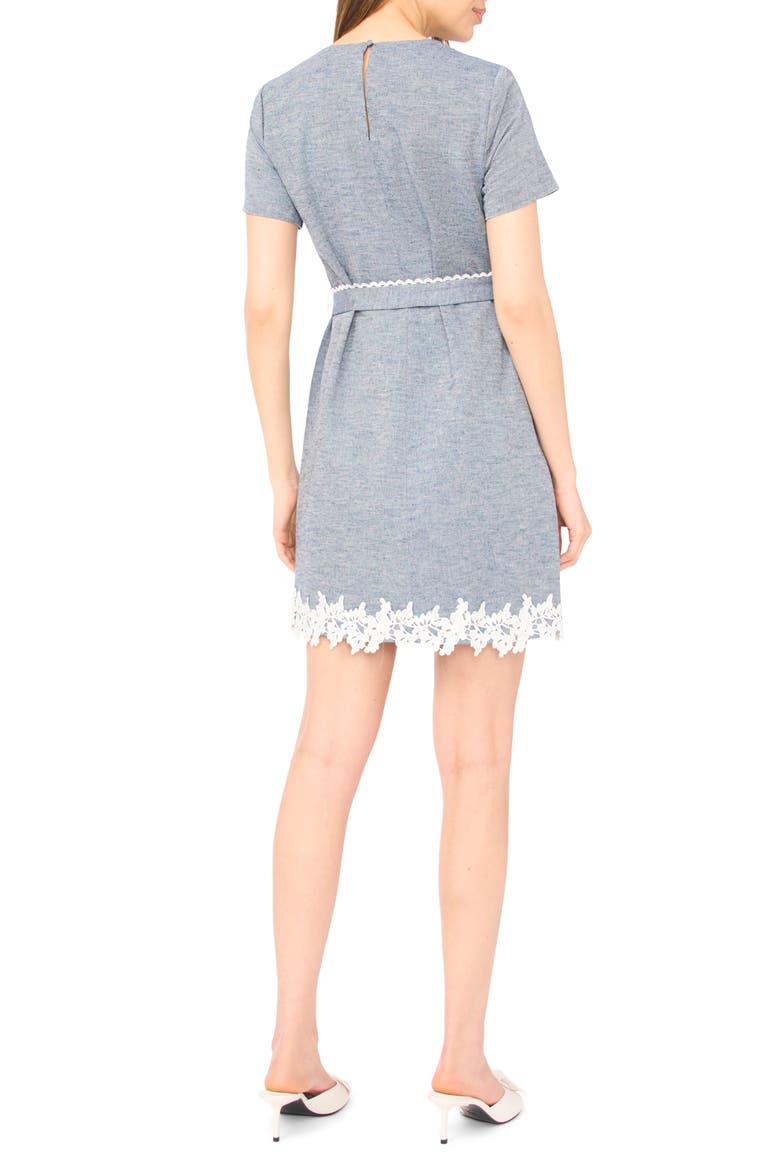 Lace Trim A-Line Minidress, Alternate, color, MED INDIGO