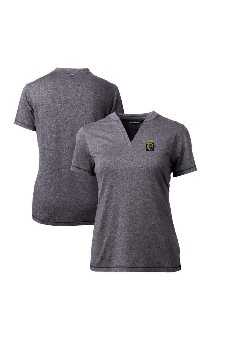 Women's Cutter & Buck Heather Charcoal FIU Panthers Forge Stretch Blade V-Neck Top, Alternate, color, Heather Charcoal