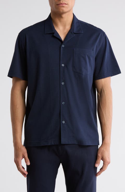 Jersey Short Sleeve Button-Up Resort Shirt