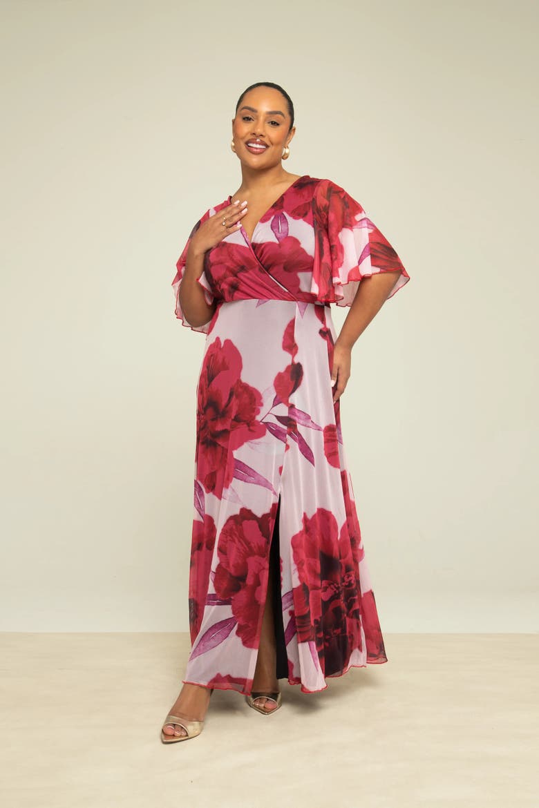 Elegant Flowing Floral Maxi Dress, Main, color, Pink