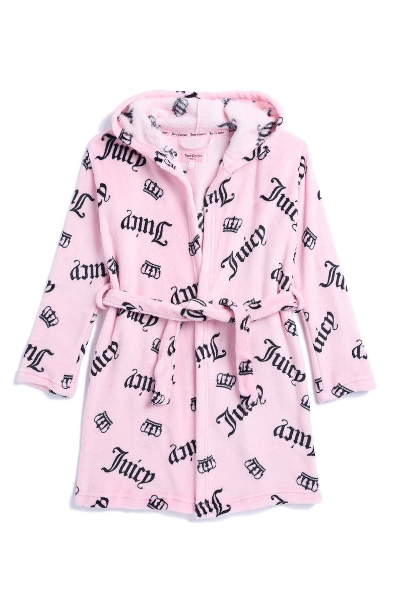 Juicy Couture Kids' Luxe Plush Hooded Robe, Main, color, 