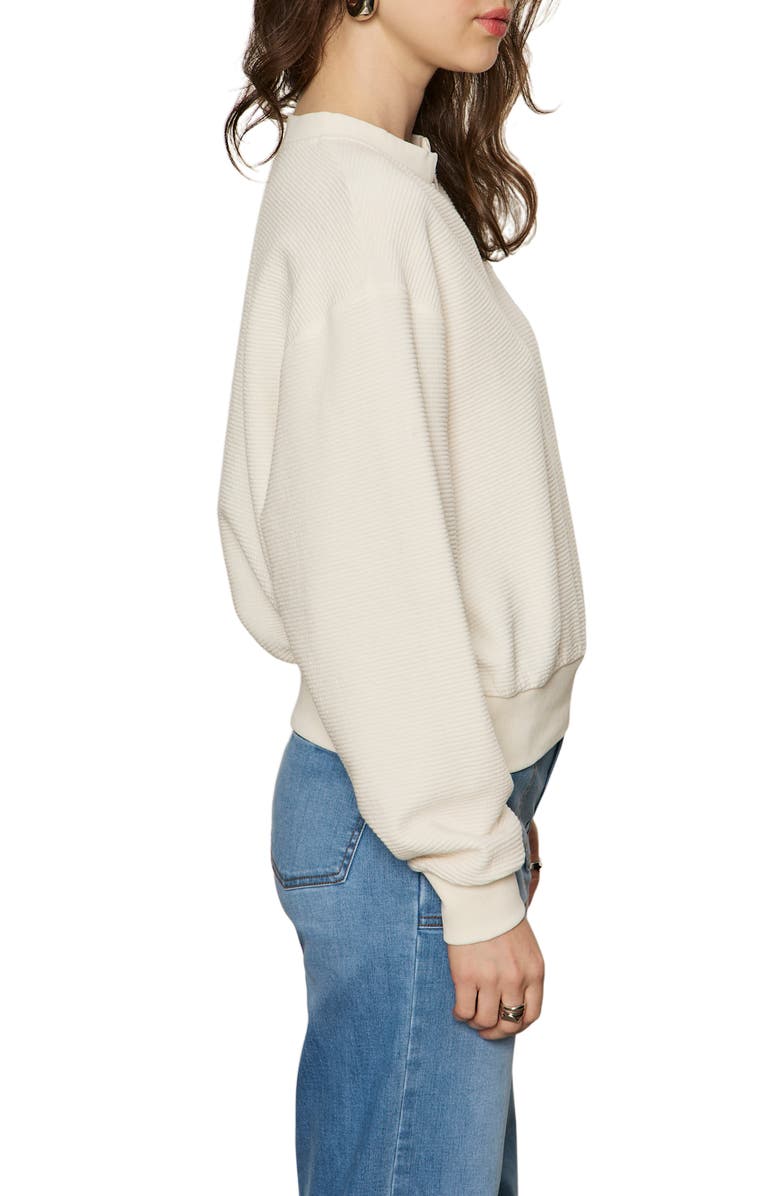 Sanctuary Split Neck Cotton Blend Rib Top, Alternate, color, Chalk White