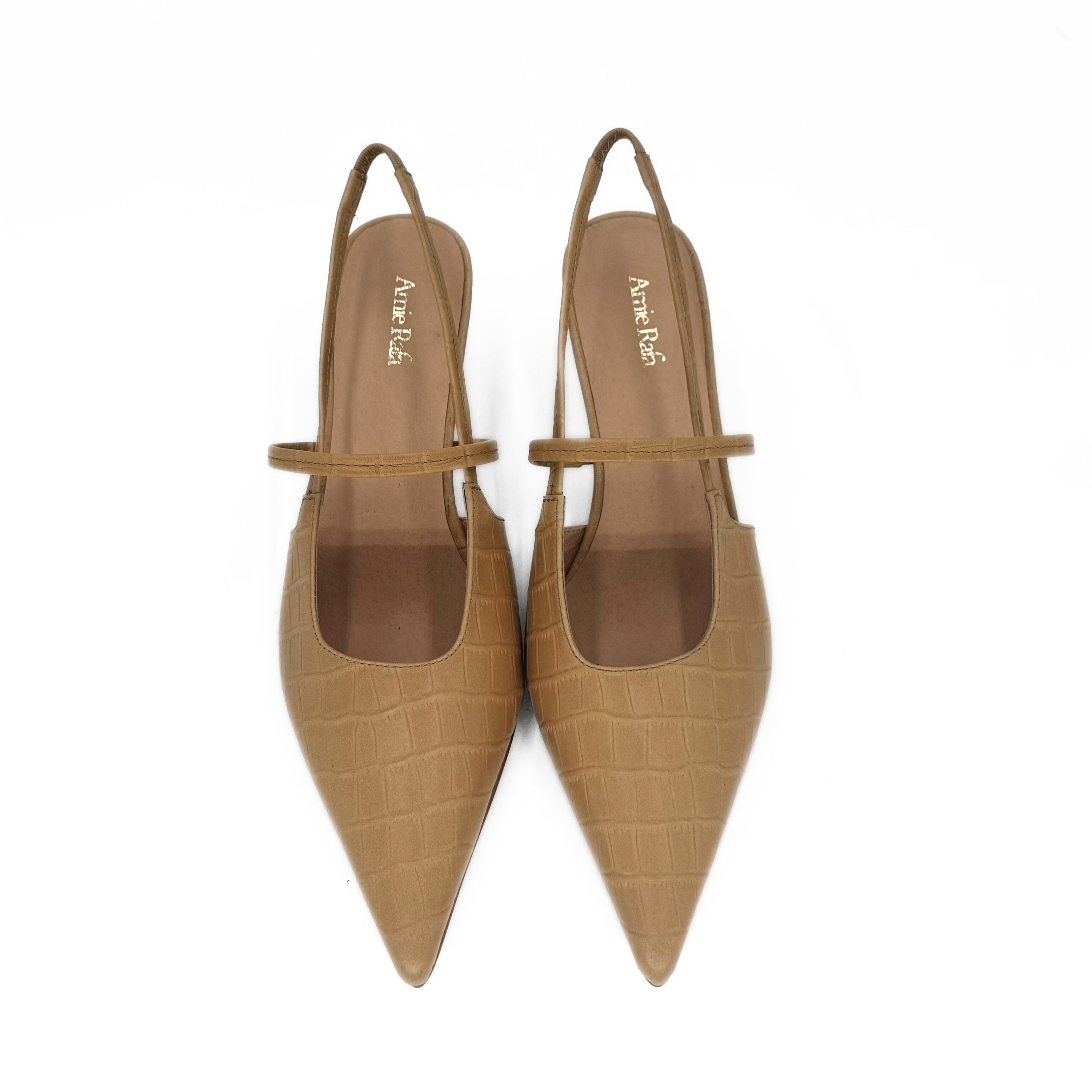 Connie Slingback Leather Heels, Alternate, color, Beige