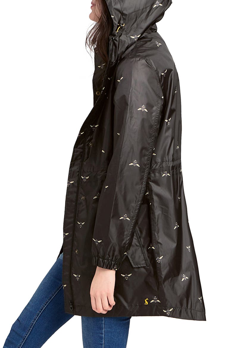 Right as Rain Packable Print Hooded Raincoat, Alternate, color, BLACK BOTANICAL BEES