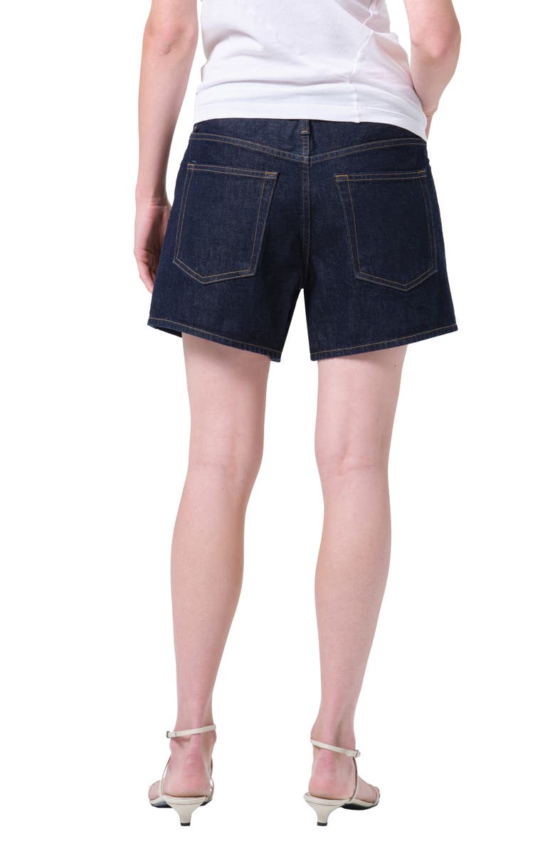 AGOLDE Leith High Waist Relaxed Long Denim Shorts, Alternate, color, Rinse Dk Basic Ind Rinse