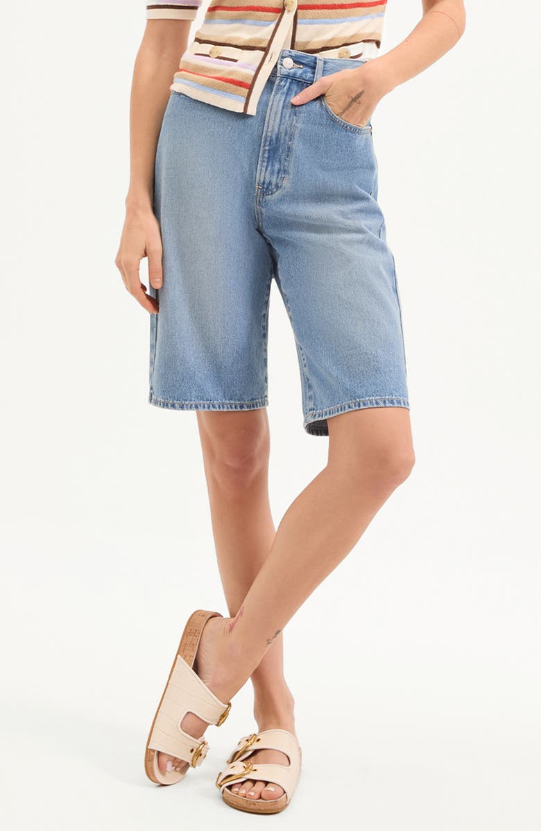 Veronica Beard Denim Bermuda Shorts, Main, color, Silverwood Blue
