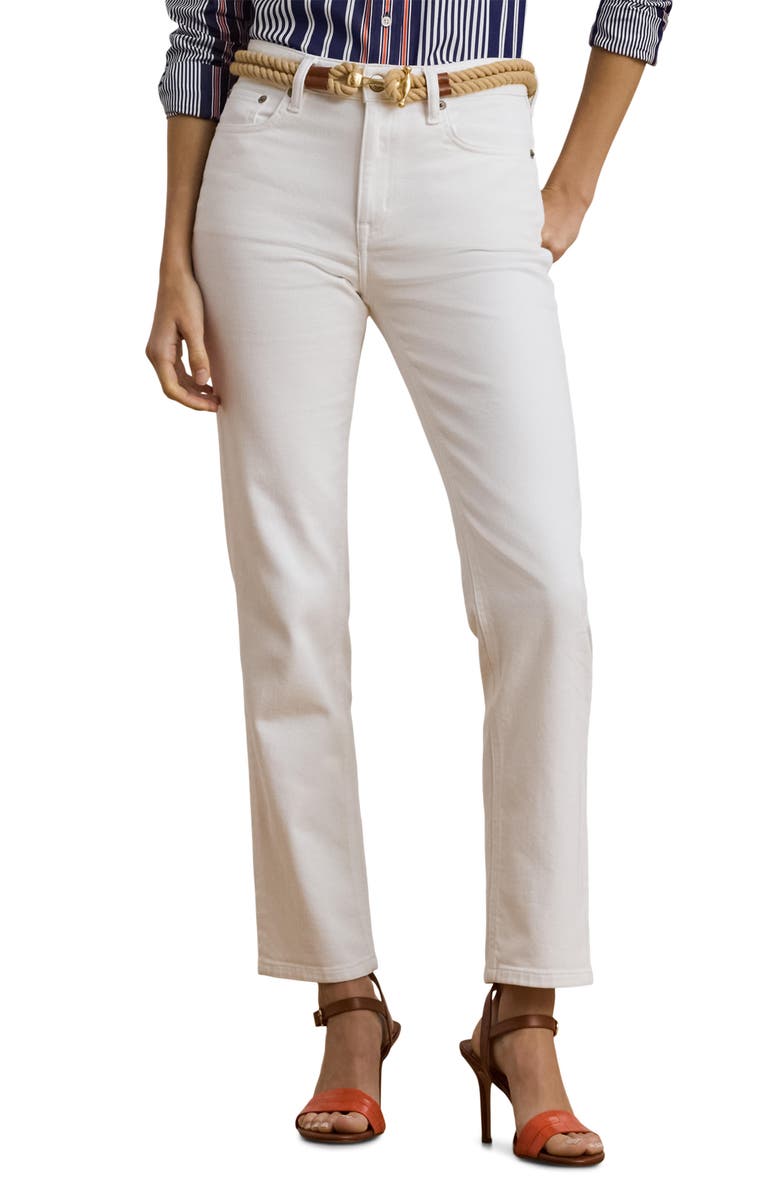 Lauren Ralph Lauren High Waist Ankle Straight Leg Jeans, Main, color,