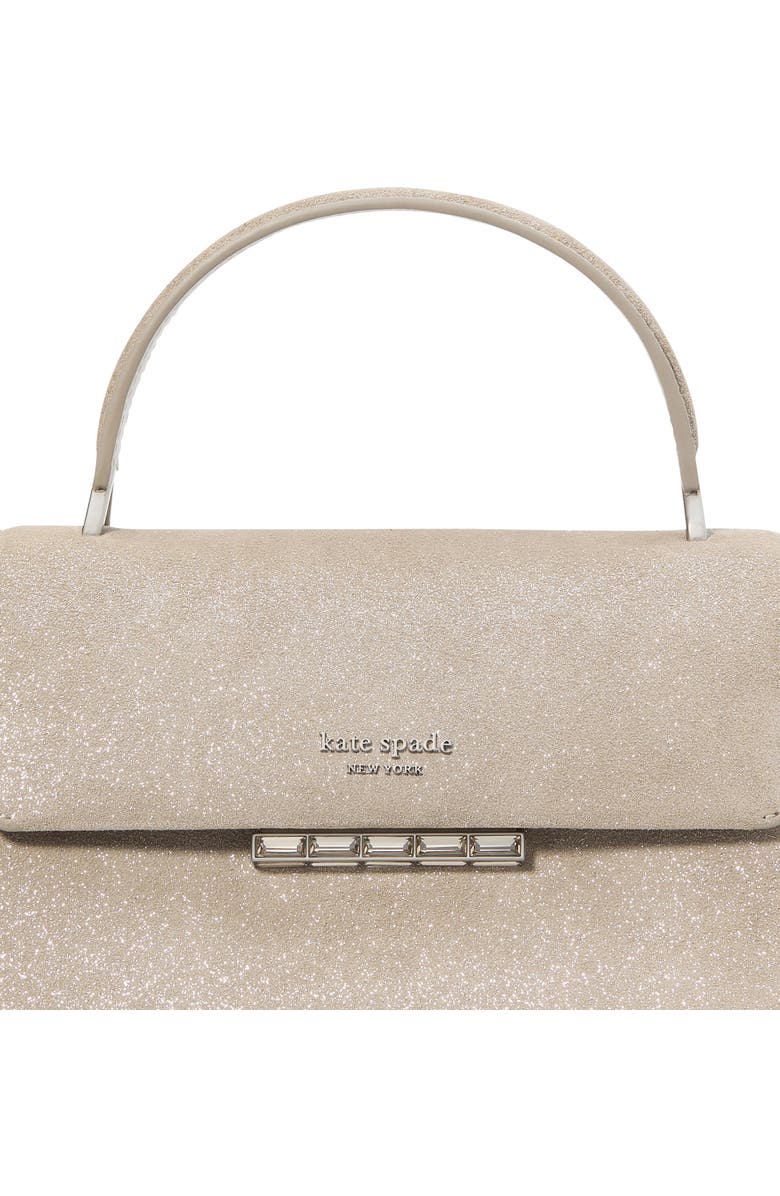 Kate Spade New York small grace glitter suede top handle bag, Alternate, color,