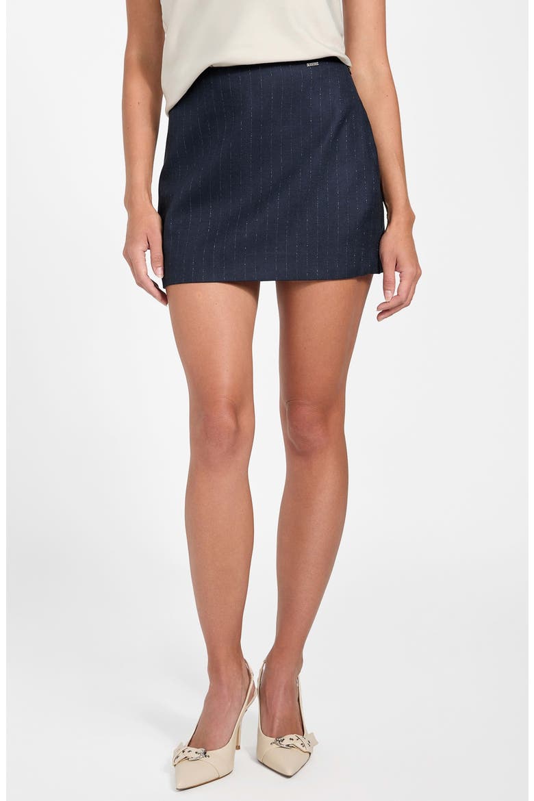 Zanita Pinstripe Miniskirt, Main, color, DARK BLUE
