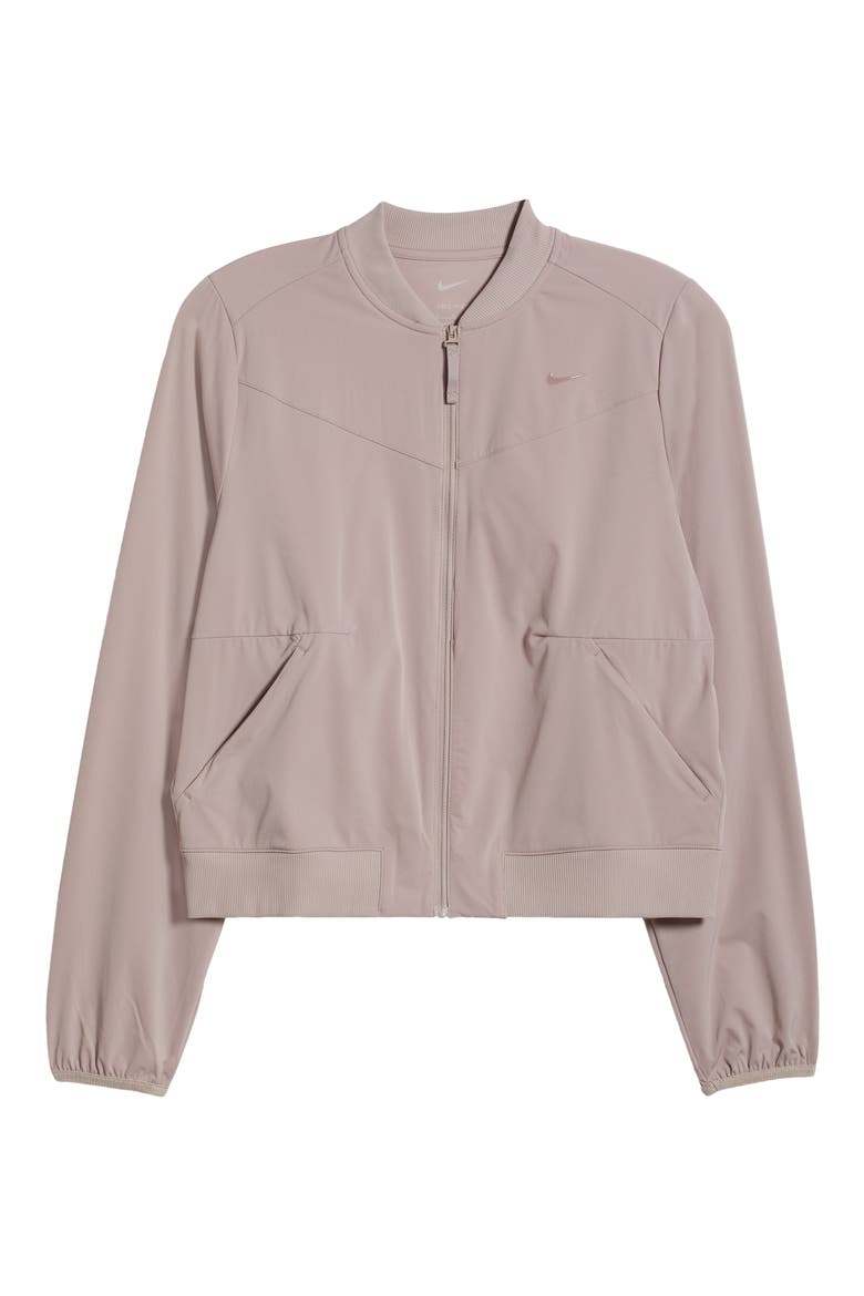 Dri-FIT Bliss Bomber Jacket, Alternate, color, DIFFUSED TAUPE/ CLEAR