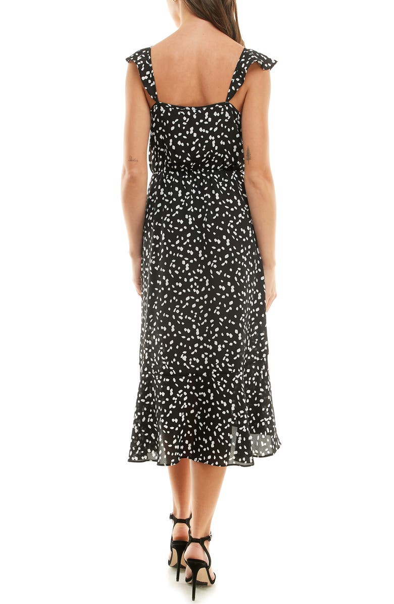 Socialite Ruffle Print Wrap Midi Dress, Alternate, color,