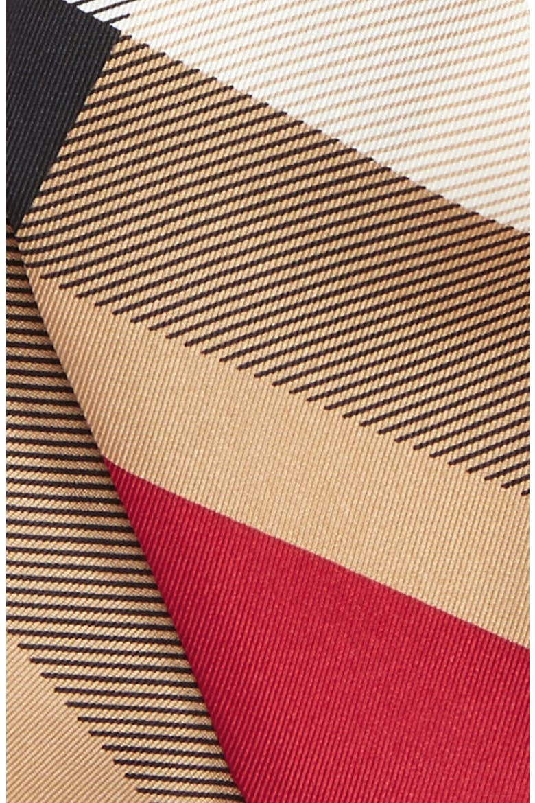 Exploded Check Mulberry Silk Shortie Scarf, Alternate, color, CAMEL