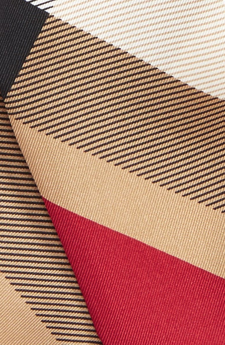 Burberry Exploded Check Mulberry Silk Shortie Scarf, Alternate, color, 