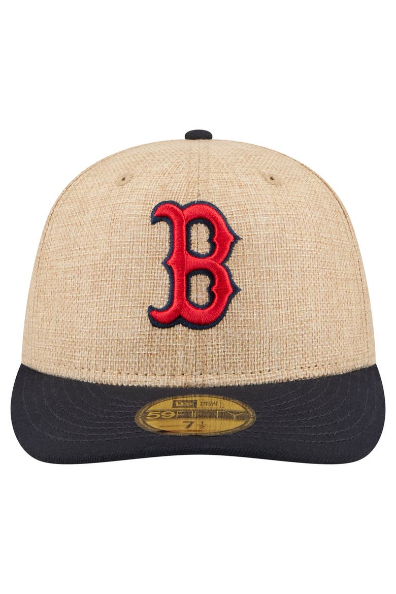 Men's New Era  Natural/Navy Boston Red Sox Twine 59FIFTY Fitted Hat, Alternate, color, Natural