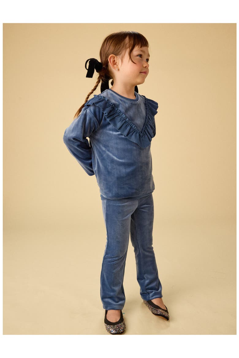 Velour Ruffle Tunic Top, Alternate, color, NAVAL BLUE