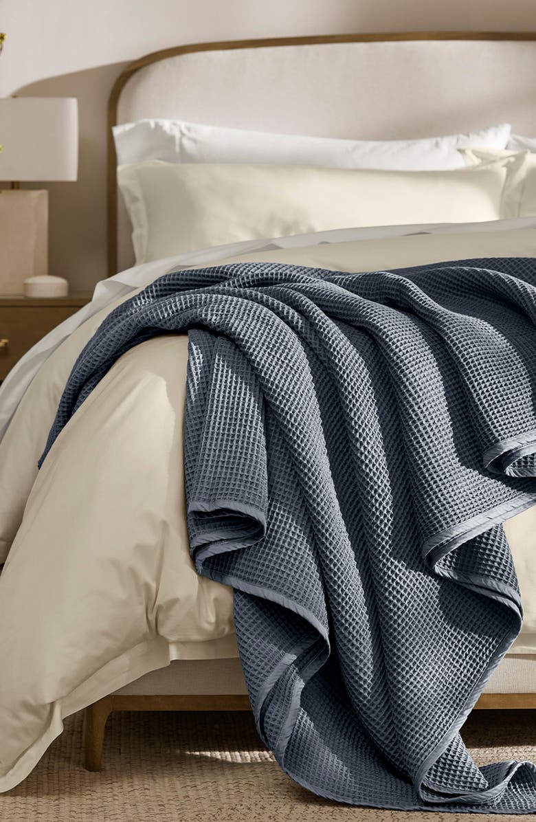 Boll & Branch Organic Cotton Waffle Knit Bed Blanket, Alternate, color, Mineral
