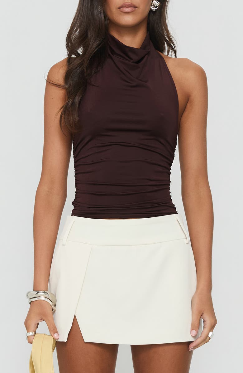 Princess Polly Giggle Halter Top, Main, color, Chocolate