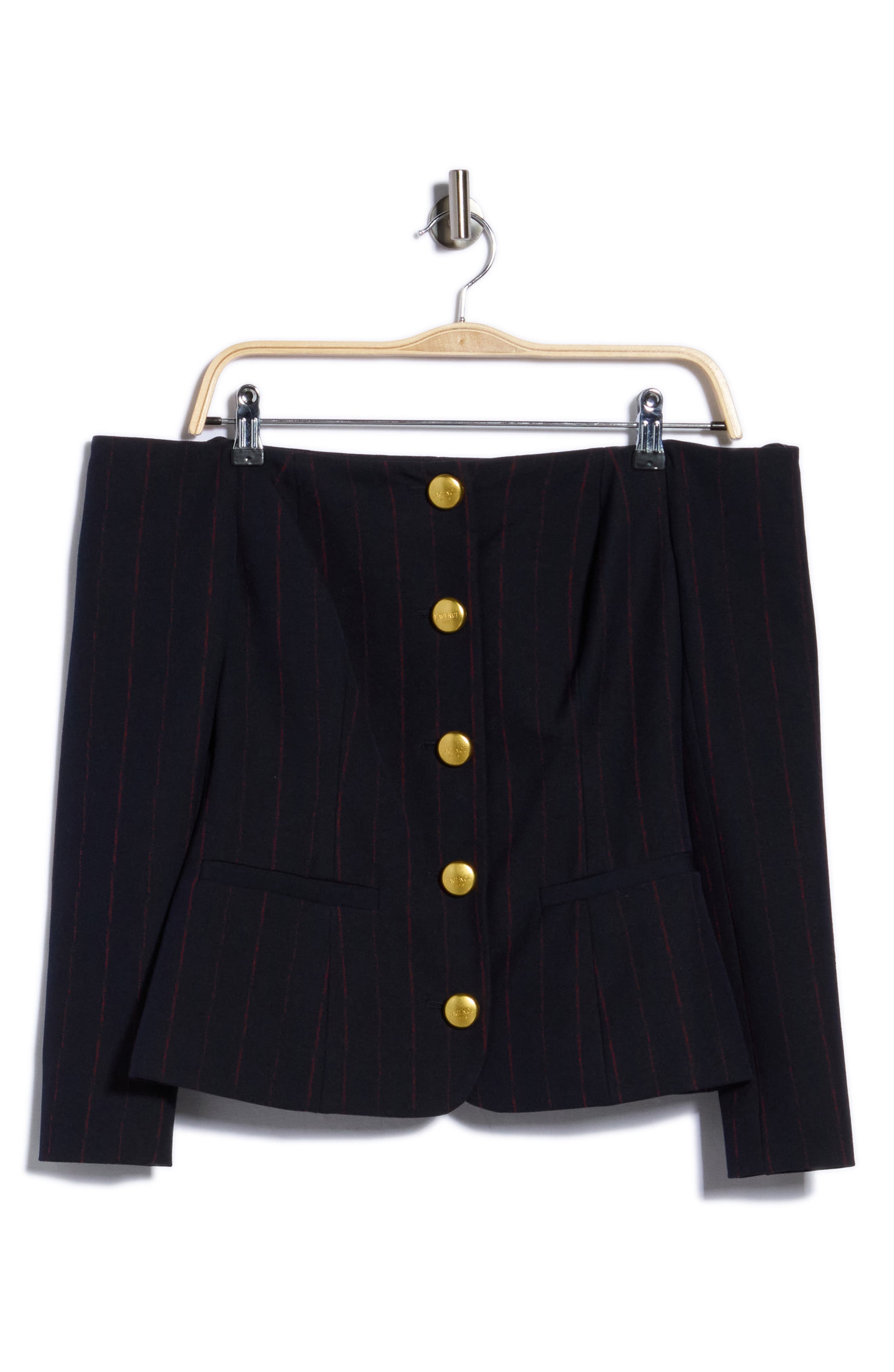 Alice Off the Shoulder Pinstriped Blazer