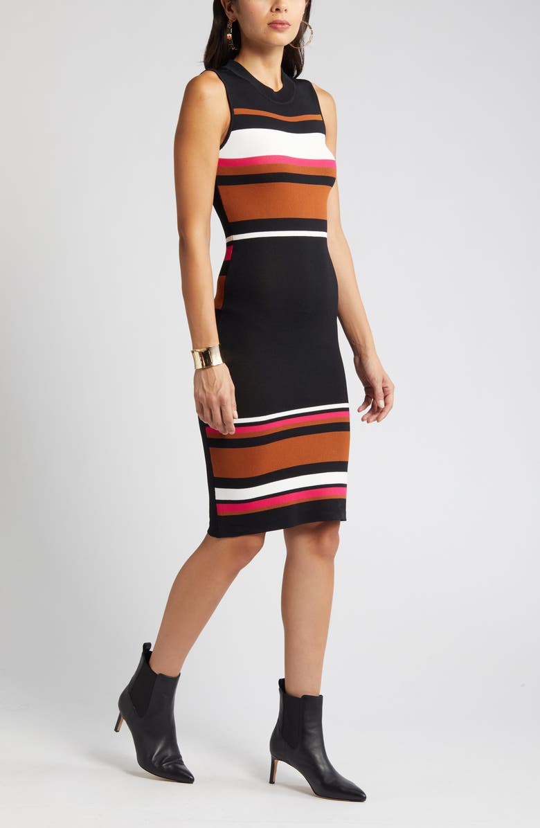Vince Camuto Stripe Sleeveless Body-Con Dress, Alternate, color,