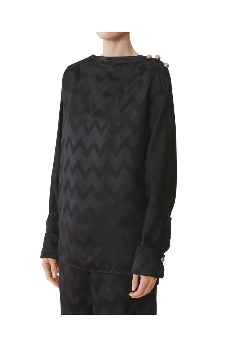 Lanvin Fluid Top In Jacquard Viscose, Alternate, color, Black