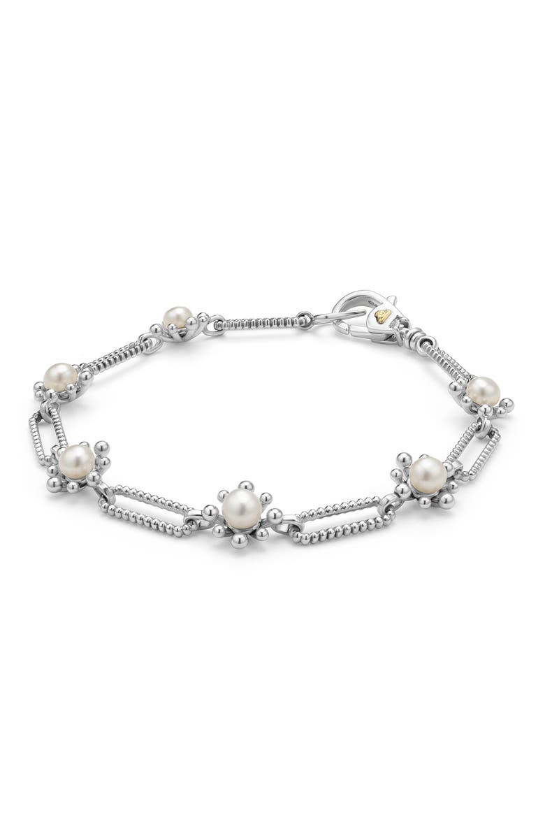 LAGOS Luna Fleur Freshwater Pearl Station Bracelet, Alternate, color, Silver
