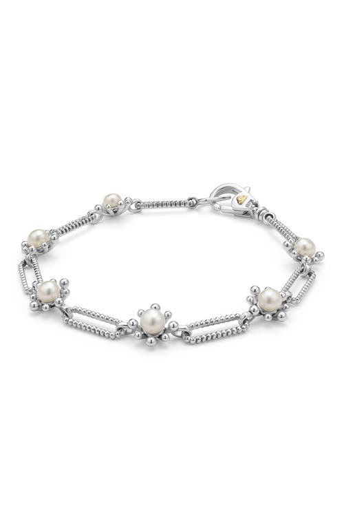 Lagos Luna Fleur Freshwater Pearl Station Bracelet In Silver