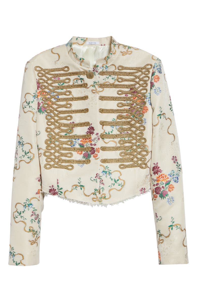 McQueen Embroidered Crop Floral Jacquard Jacket, Main, color, Beige Multi