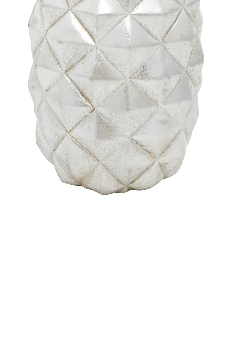 Silvertone Polystone Pineapple Fruit Sculpture, Alternate, color, SILVER