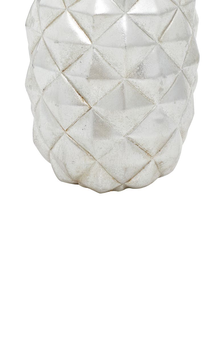 VIVIAN LUNE HOME Silvertone Polystone Pineapple Fruit Sculpture, Alternate, color, Silver
