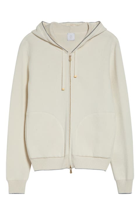 Full Zip Hoodie with Metallic Trim