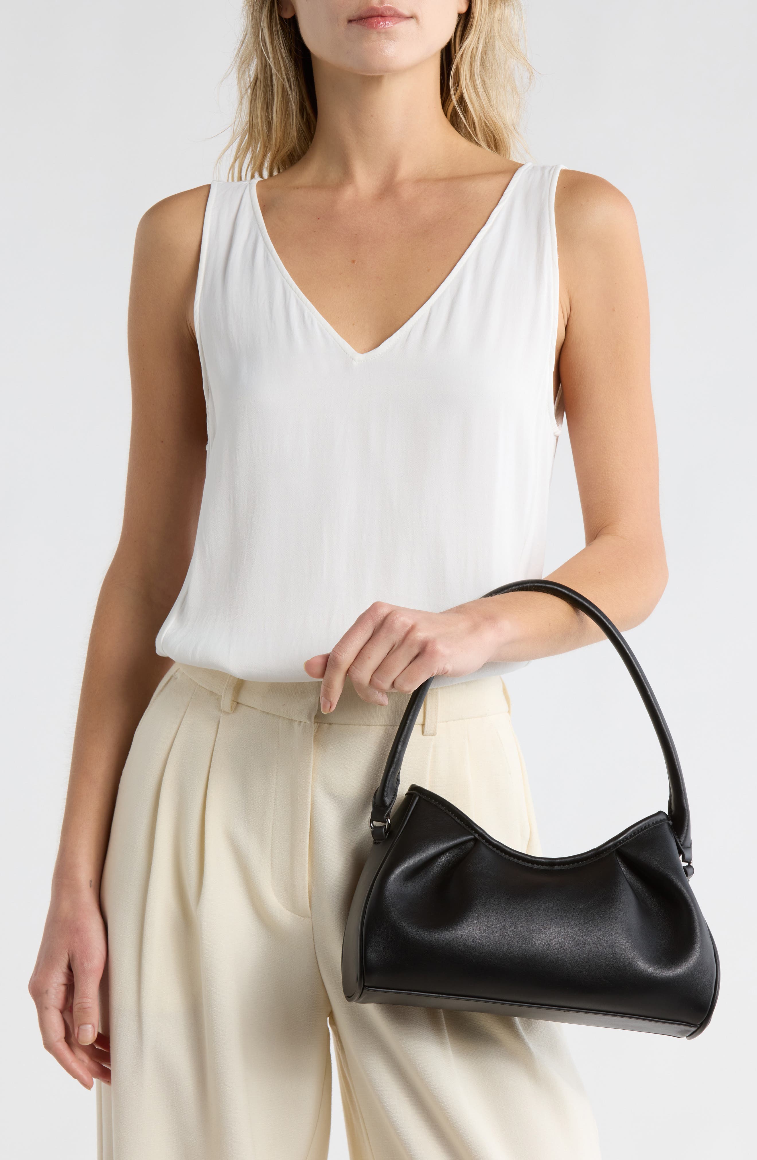 BCBG Pleated Shoulder Bag, Alternate, color, Black