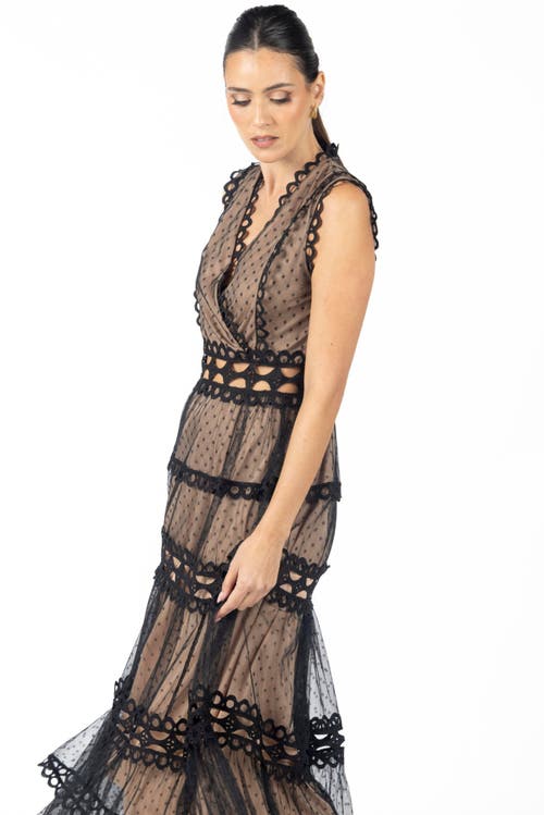 Akalia Serena Black Lace Maxi Dress
