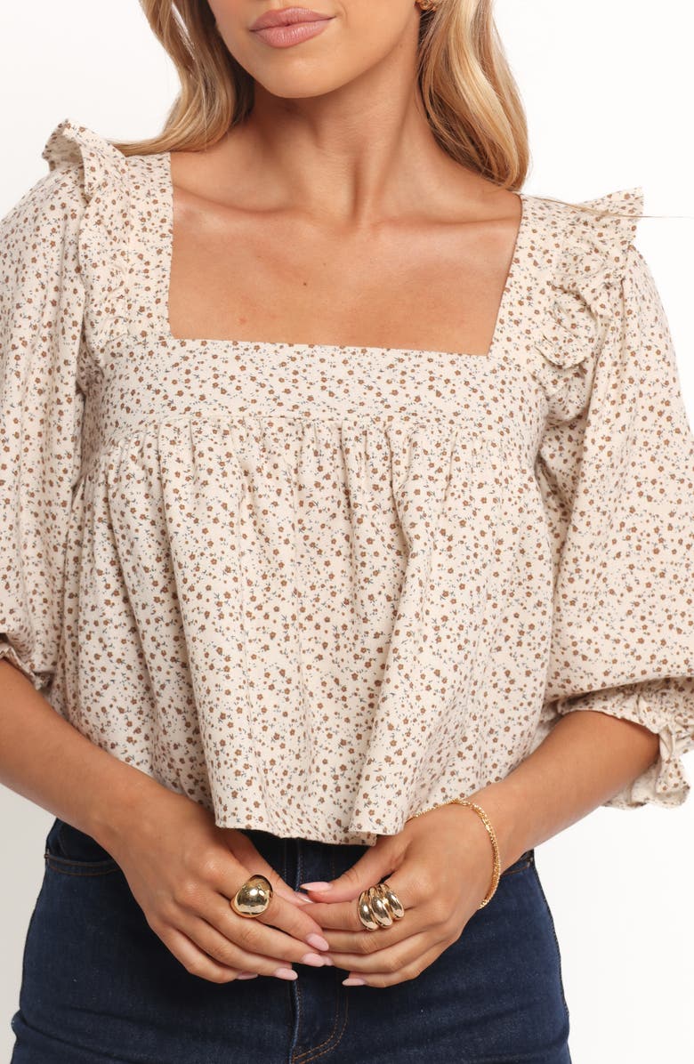 Petal & Pup Belakey Floral Print Cotton & Linen Crop Top, Alternate, color, 